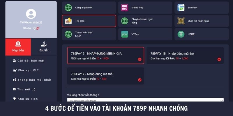 4 bước để tiền vào tài khoản nhà cái nhanh chóng